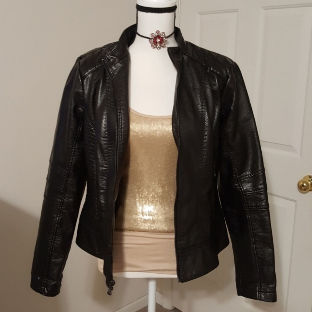 21:08  -GUESS Faux Leather Moto Jacket